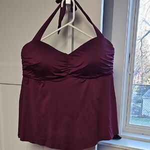 Elegant Halter Neck Swim Top in Rich Purple